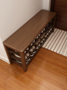 Dongmu | Vintage Style Solid Wood Shoe Organizer and Bench Multi-level Storage