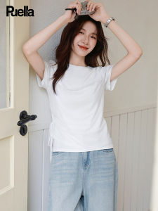 puella | Slimming Sheer Patchwork Pseudo Layer Tshirt