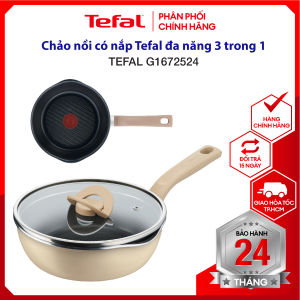 |HỎA TỐC 2H| |Mẫu Mới 2023 - Vàng 22cm| Chảo nồi có nắp chống dính đa năng Tefal One Pick Pot Pan 3 trong 1 G1672524 - Màu Vàng vani 22cm - Hỏa Tốc 2H HCM