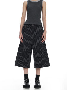 Woostop | Retro Clean Fit High Quality Color Stripe Neutral Loose Capri Trousers