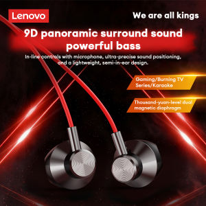 Lenovo | Lenovo Y108 Pro Wired Earphones Type-C Semi In-Ear Headphones 3.5mm Jack with Mic HiFi Sound Gaming Music for Phone Tablet PC
