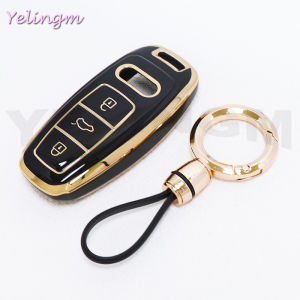 3 Button Shell Holder Auto Styling For Audi A6 A7 A8 E-tron Q5 Q8 C8 D5 Soft TPU Car Smart Key Case Cover Protection Accessories