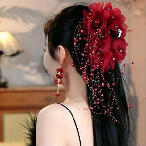 Korean Style Autumn Winter New Feather Flower Hair Claw Clip Apparent Hair Volume Shark Clamp Retro Hong Kong Style Hair Accessories