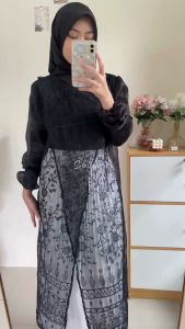 Sibi Dress Raya Outer Panjang Organza Bordir Premium Lebaran Kondangan Elegan Kekinian Terbaru