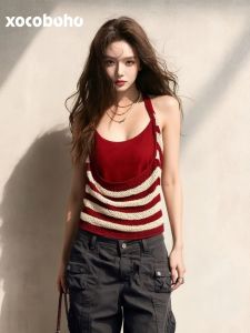 xocoboho | Unique Attractive No Collide Red Layered Tank Top