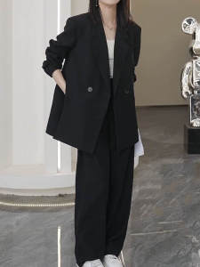 ชุดสูทสีดำ ชุดทำงานลำลอง สำหรับผู้หญิง ชุดทำงานฤดูใบไม้ผลิและฤดูใบไม้ร่วง ชุดทำงานสไตล์เกาหลี ชุดทำงานลำลอง ชุดทำงาน