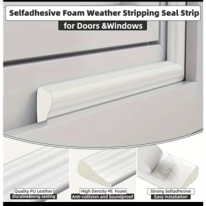 3/6M White Cladding Door and Window Seals wedge weather stripping seal strip Doors Gap Filler Noise Blocker Foam Tape Sealing