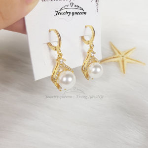 Bông Tai Nữ Titan Dáng Dài Đính Hạt Trái Châu Mạ Vàng 18K Cách Điệu Thanh Lịch Trẻ Trung B26V4 | Jewelry Queenn