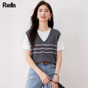puella | Slimming Leisure College Style Pseudo Two-piece Knitwear