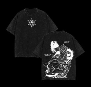 Bandai | Vintage Washed Demon Slayer Anime T-shirt Man Women Short Sleeve Tee Streetwear Loose Casual Tops Summer Y2k 2026 Oversized