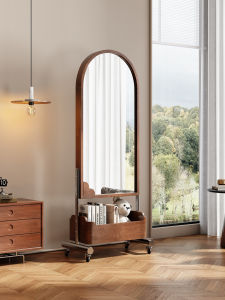 TINGXU | Moveable Multi-functional Storage Bookshelf Mirror Retro Style Home