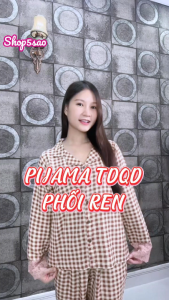 Đồ bộ tole nữ bộ lanh mặc nhà Pijama dài tay ren SHOP5SAO (40-75kg)