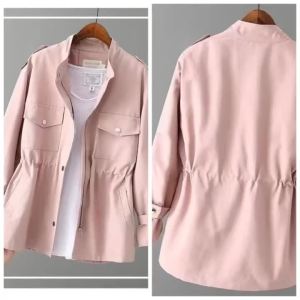 Spring Autumn Women Jacket Top Loose Windbreaker Mid-length Outwear Women All-match Trench Coats Waist Cinching Womens Clothing