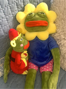 Sunflower Plush Toy Sad Frog Oddity Sand Sculpture Sun Frog Doll Orphan Frog Gift Cute Style PP Cotton Filled Bedroom Decor