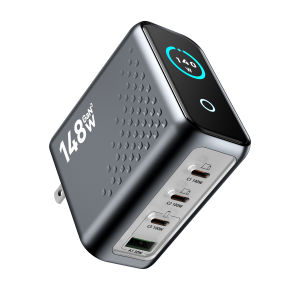 Sạc Đa Cổng Gắn Tường 148W GaN 4 Cổng USB-C 3 Cổng USB-A Sạc Nhanh Hiển Thị Tương Thích Với Điện Thoại Và Máy Tính Bảng