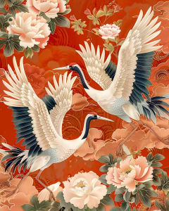 KAYOU | Painting By Numbers Animals Crane Red Sky Landscape Adult Oil Kit DIY Acrylic Paint Canva Artwork Gift Home Decorate