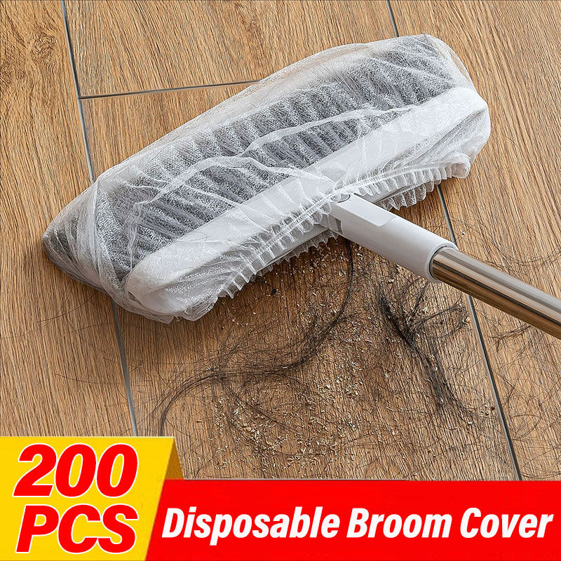 YESPERY 200Pcs Disposable Broom Cover Electrostatic Hair Absorbent Catcher Dust Removal Non-woven Fabric Broom Cover