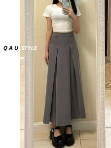 plus Size Suit Style High Waist Midi Skirt Womens Autumn New High Waist Belly Covering Slim A-Line Skirt Cotton Blend Elastic Fiber