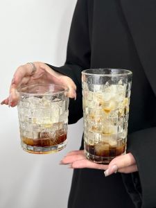 Rattan Woven Relief Glass Cup Nordic Style  Forest System Home Coffee Milk Tea Milk Water Cup Dormitory Student