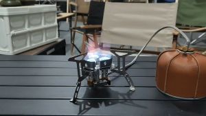 Bếp gas mini 3 đầu đốt bếp gas gấp gọn đánh lửa điện tử tự động chống gió chính hãng