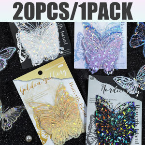 20PCS/1Pack Glitter Butterfly Stickers Halloween Butterfly Series Scrapbooking Christmas Butterfly Party Decorative Stickers