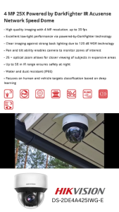 Hikvision DS-2DE4A425IWG-E 4 MP 25X Powered by DarkFighter IR Camera