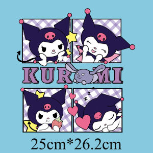 Kuromi Cute Clothes Print Material New Pattern Heat Transfer Screen Printing Glue Coating Iron on Decal Sticker 1729