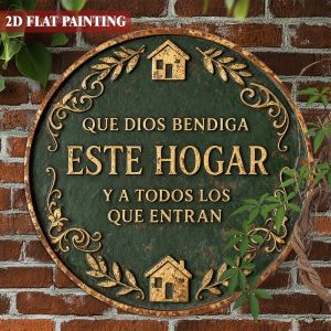 2D Wooden Disc Home Decoration - "May God Protect This House" Pendant for Festive Gatherings And Day of the Dead