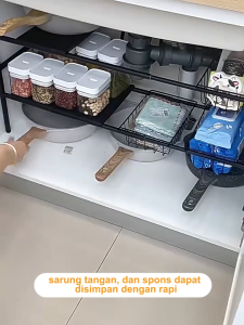 Rak dapur stainless steel Rak kolong dapur Rak Bawah Wastafel Rak Panci Rak dapur Serbaguna