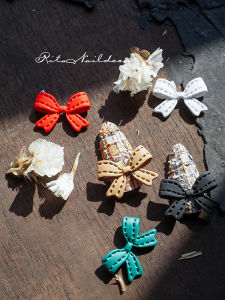 Christmas Style Matte Cream Sugar Butterfly Knot 3D Nail Decorations Retro French Style Nail Art Accessories Beauty Tools