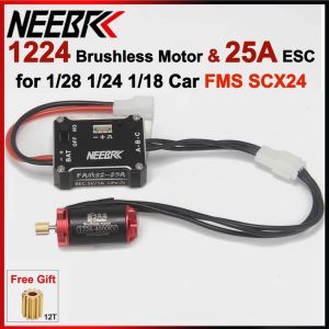 NEEBRC 1224 4000KV 3600KV Brushless Motor 12T Gear 25A ESC 5V/1A BEC 2S for 1/28 1/24 1/18 Off-road Car Crawler FMS SCX24 Parts