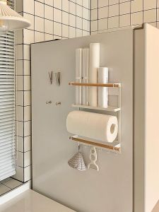 Kitchen Paper Towel Holder Rack Nordic Style Storage Organizer for Kitchen Roll Paper Towels Napkins Plastic Storage Shelf