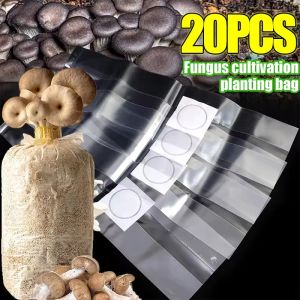 Polocat 1/20pcs Mushroom Spawn Grow Bag PVC Clear Moisture Proof Planting Bags High Temp Fungus Planting Ventilate Bags Home Garden Tool