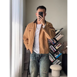 OUMULONG | Áo Khoác Harrington Phong Cách Áo Công Nhân Mỹ Retro Ngắn Cho Nam