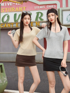 SANFU | New Summer 3-Piece Dress Set Knitted Top Short Sleeve