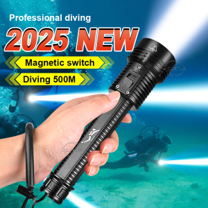 2025 New T40 LED Professional Diving Flashlight Powerful Underwater Light with 500 Meters Depth IPX8 Waterproof  High Power Lamp