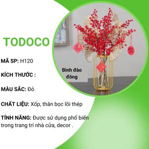 Đào đông đỏ giả TODOCO tài lộc đón tết loại 1 - 1 cành cherry có nhiều size quả tròn bóng đẹp Hoa nhựa nhân tạo giả trang trí nhà cửa