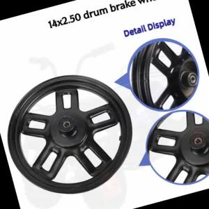 Mâm Xe Sắt Trước 14 Inch Có Phanh Tang Trống Vành Sắt Chân Không 14x2.50 Cho Xe Điện Lốp Và Bánh Xe Máy