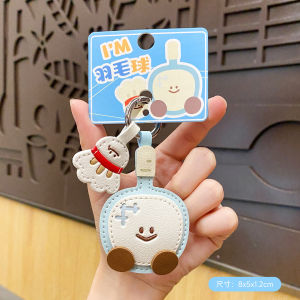 Leather badminton table tennis car keychain cartoon cute backpack pendant hanging decoration small gift