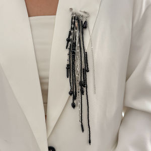 Ingemark | Ingemak Trendy Red Crystal Beads Long Brooches Women Vintage Creative Irregular Geometry Shirt Collar Lapel Suit Pin Accessories