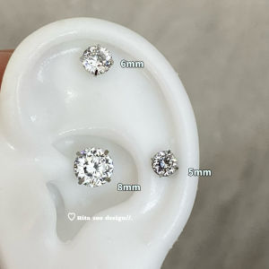 Rita Zoo Titanium Steel Ear Bone Studs Flashing Hundred Facet High Carbon Diamond Cochlea No Removal Fashion Jewelry Ear Cuffs
