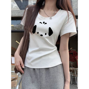 Slim Fit Pure Cotton Short Sleeve T-Shirt Womens Fashion White Basic Style Summer Top round Neck Casual Commute Style