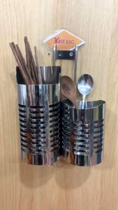 Ống đũa 2 ngăn KAG-ODM44 inox bóng sáng kệ đựng đũa nhà bếp gắn tủ Inox SUS304 dày tốt cao cấp
