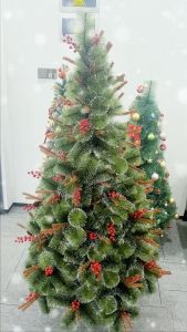 Artificial Christmas Tree (4 ft / 5 ft / 6 ft / 7 ft / 8 ft) Christmas Tree with Red Fruit and pinecone full pranch tips tree Christmas Decorations Home Decoration Sets with metal base