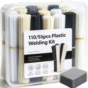 110/55Pcs Plastic Welding Rods Set PP PVC PE ABS with 5 Stainless Steel Reinforcing Mesh for Bumper Household Repair