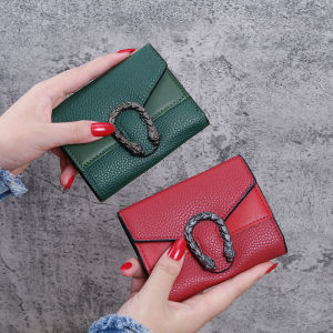 New style wallet short leather bag stitching wallet ladies tri-fold clutch bag multi-function multi-card holder