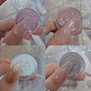 1Jar Shimmer Nail Art Opal Powder Pink/Purple Sparkly Ultra-Fine Rubbing Pigment Dust for DIY Gel Polish Manicure Decorations &#