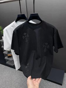 High-End Cotton Mens T-Shirt Short Sleeve round Neck Printed with Meteor Shower Design Breathable Comfortable Summer Wear