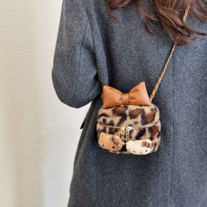 Túi Đeo Chéo Da Báo Mùa Thu Đông Thời Trang Cho Bé Gái Túi Xách Bằng Vải Nhung Túi Xách Bằng Da PU Túi Xách Bằng Vải Nỉ