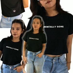 Mentally Gone Crop Tee | Main Oods | Crop Top YK2 | Kaos Skena Kaos Hitam Putih